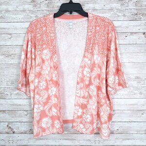 Isaac Mizrahi Womens Open Front Sweater Shrug Cardigan XL Floral NWOT 78A
